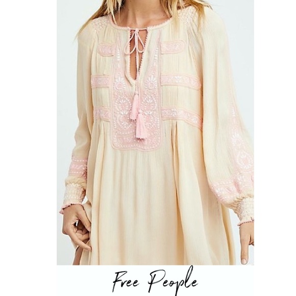 Free People Mini Dress Champagne Size - XS  NWT - Picture 1 of 6